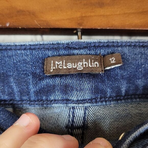 J. McLaughlin Yara Medium Indigo Blue Straight Tapered Leg Jeans - Picture 7 of 9